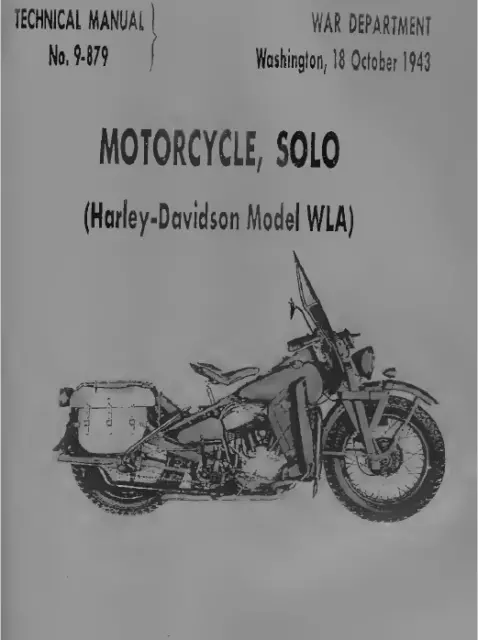 Harley Davidson Solo WLA  1942    -  Service Manual Workshop  209pag - ENG