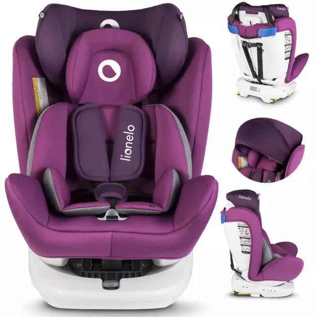 Asiento para niños Lionelo Bastiaan asiento de coche Isofix Top Tether giratorio violeta mercancía de segunda mano