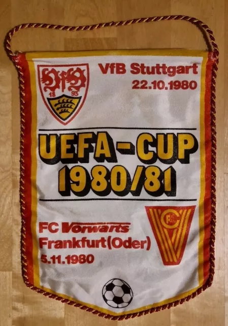 Wimpel FC Vorwärts Frankfurt VfB Stuttgart UEFA-CUP 1980/81 Fußball DDR Oberliga