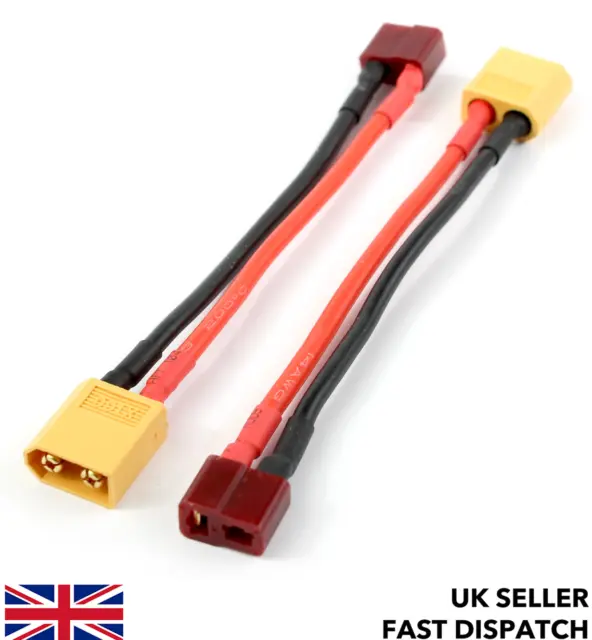 XT60 male to Deans T-Plug female connector lead adaptor/wire/cable 100mm RC LiPo