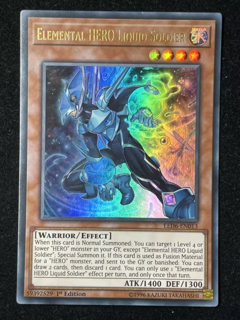 Yugioh Elemental Hero Liquid Soldier Ultra Rare 1St Edition Near Mint Led6-En013