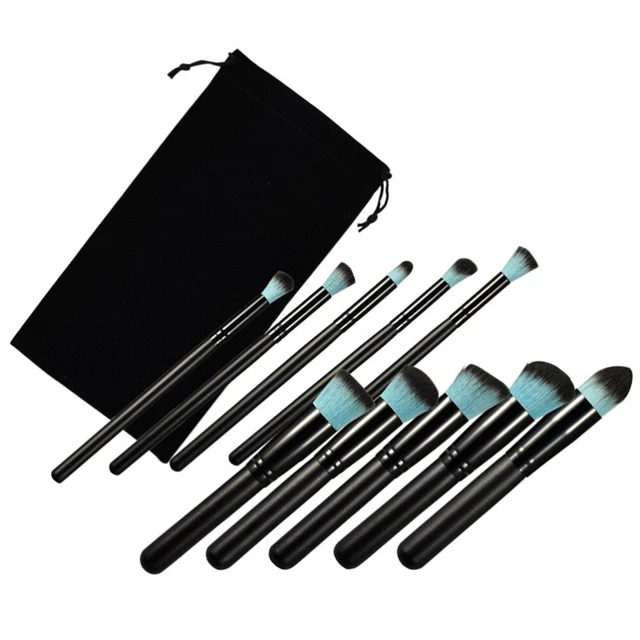 1 set di 10 pennelli per cosmetici Pennelli per trucco in fibra artificiale con