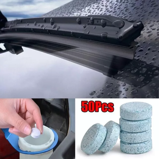 50 tablettes nettoyantes pour pare-brise pour voitures solution de lavage d'écr