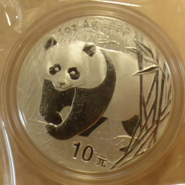 China 10 yuan Panda 2002 silver 99.9% 1 oz silver coin in capsule +seal (argent)