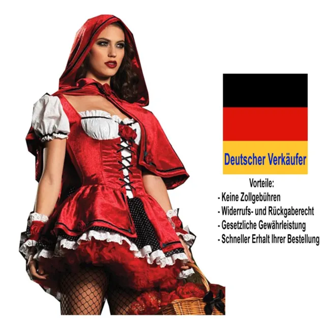 C24 Damen Kostüm Rotkäppchen Kleid Riding Hood Gr. XS S 34-36 Karneval Fasching