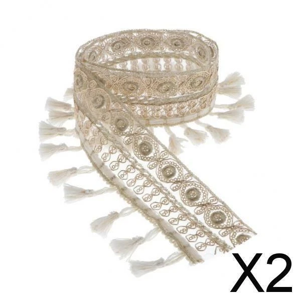 2X 1yd Fransen Pom Pom Ribbon Trim Spitzen Nähen Trimmen für DIY Handwerk