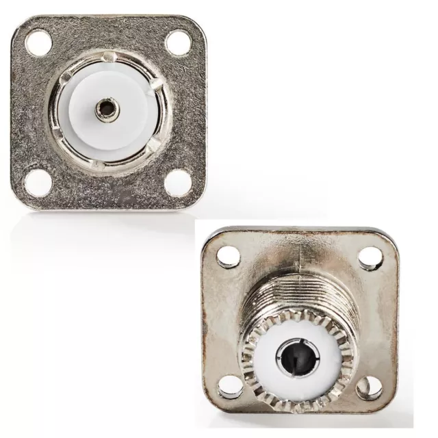 Pack of 2 - PL259 SO239 Female Chassis Panel Mount Socket with Solder Centre Pin