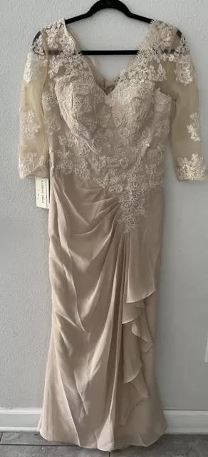 NWT Formal Chiffon Lace Embroidered Sequin Gown Prom Wedding Dress Size 10