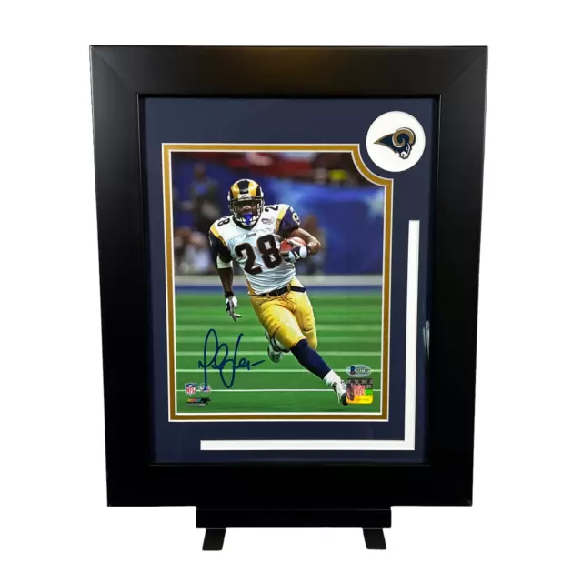 Marshall Faulk Nfl St. Louis Rams Autographed Framed Photo Super Bowl Xxxiv Coa