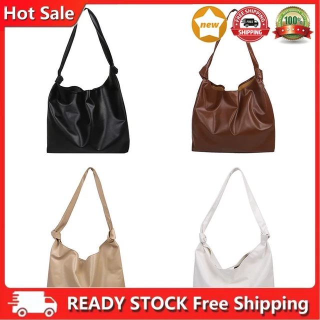 Borsa tote alla moda donna colore massiccio pelle pu borse a mano grande capacità