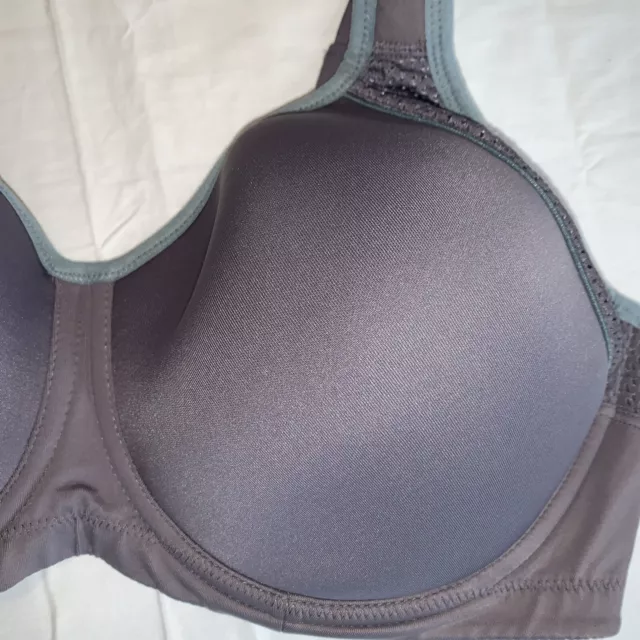 Wacoal Sports Bra Womens 38DD Gray Lindsey Contour Underwire Max Support 853302 2