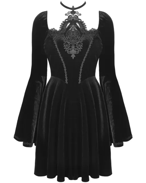 Dark In Love Gothic Witch Evening Dress Black Velvet Lace Victorian Steampunk