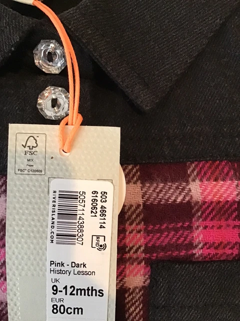 River island mini girls aged 9-12 months pink shacket Check Set BNWT 11