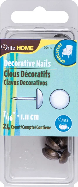 Upholstery Decorative Nails 7/16"" 24/Pkg-Antique Brass Smooth Head, Set Of 6
