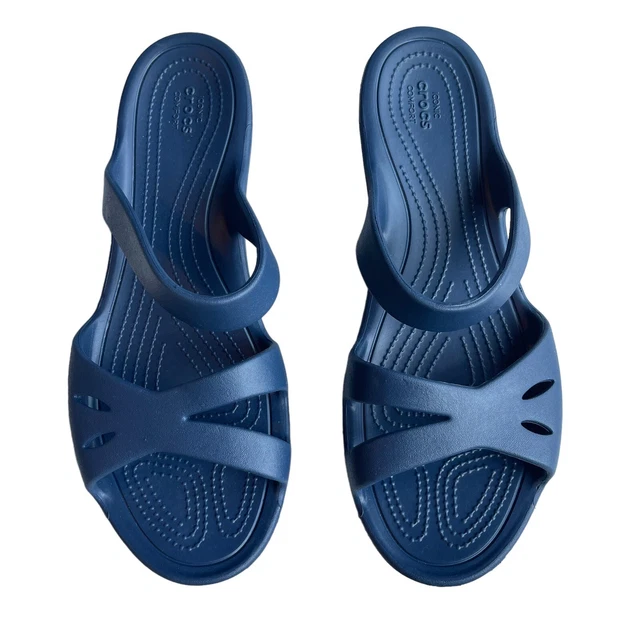 Crocs Kelli Slide Sandals Womens 11 Navy Blue Slip On