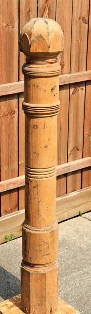 Vintage Antique Decorative Turned Oak Newel Post Hardwood 7-9"x57" Staircase