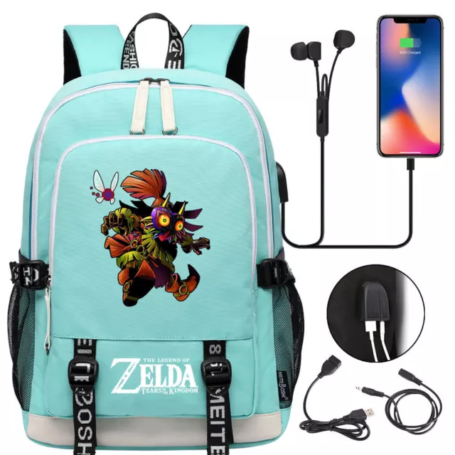 Mochila de viaje Zelda Tears of the Kingdom USB para estudiante portátil unisex mochila