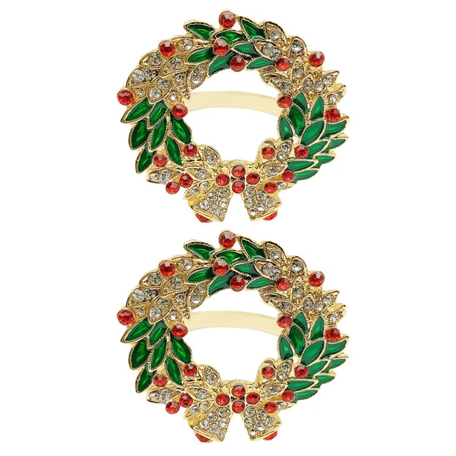 2 cremalleras de servilleta de Navidad hebillas en forma de corona