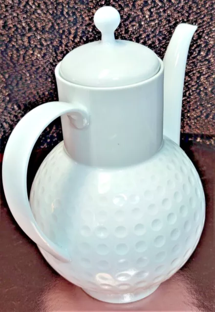 Designer H. Löffelhardt Kaffeekanne Arzberg 2375 Golfball weiß Teekanne Nachlass