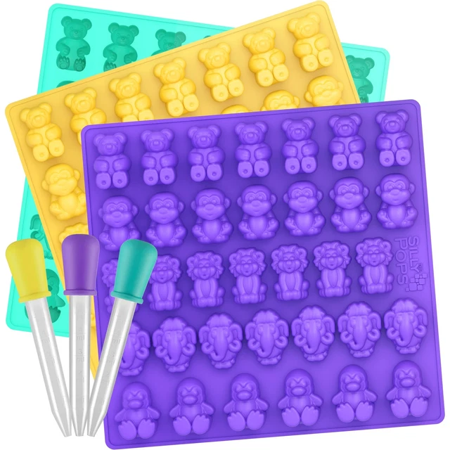 Large Gummy Bear Mold Bpa Free - Set of 3-5 Animals - 3 Droppers