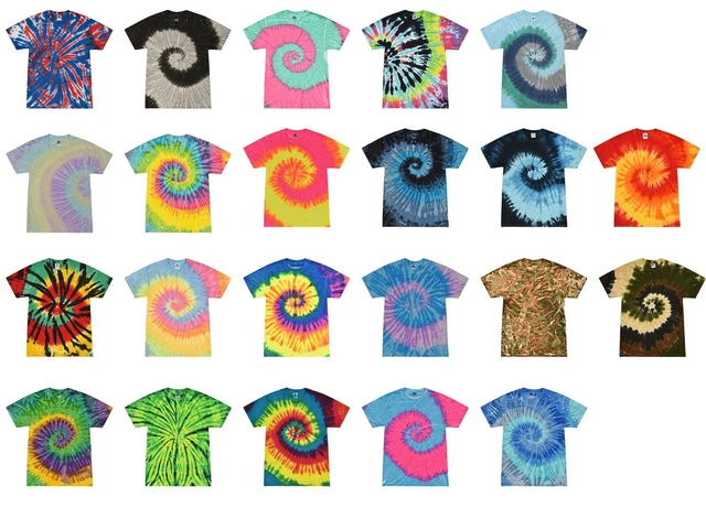 Multi-Color Tie Dye T-Shirts,  Kids & Adults Short Sleeve Cotton Colortone