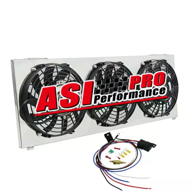 Aluminum Radiator Shroud+ 3x9"Fans +Relay FOR 1991-2001 Jeep Cherokee XJ 4.0L US