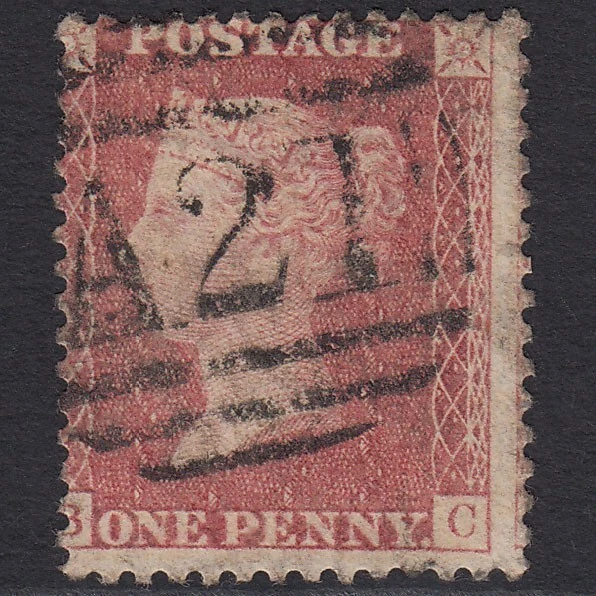 S9_22 GB QV 1857 1d PALE ROSE PLATE 67 SG39-C10(3) BC FU REDHILL A21 MISPERF