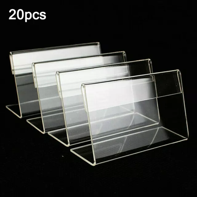 20Pcs 5x7.5cm Mini-Acrylic Sign Display Holder Price Name Card Tag Label Stands