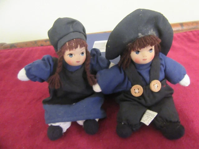 Springfield Amish Dolls, Porcelain face, soft bodies, Girl, Boy 2 pcs