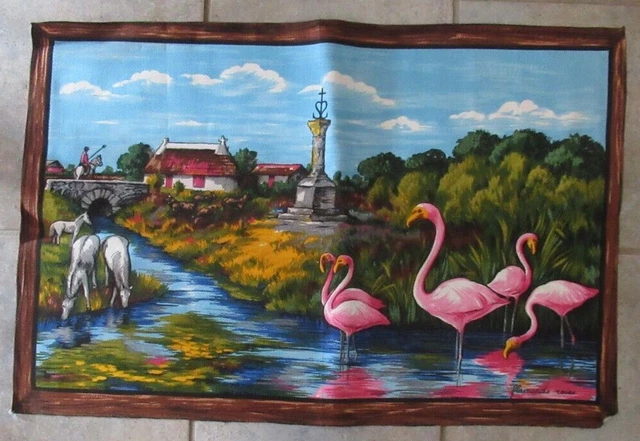 Calendrier vintage français avec torchon daté 1975 / Torchon