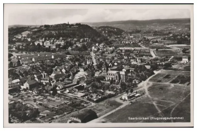 MW12584/ Saarbrücken Foto AK seltenes Strähle Luftbild 30er Jahre