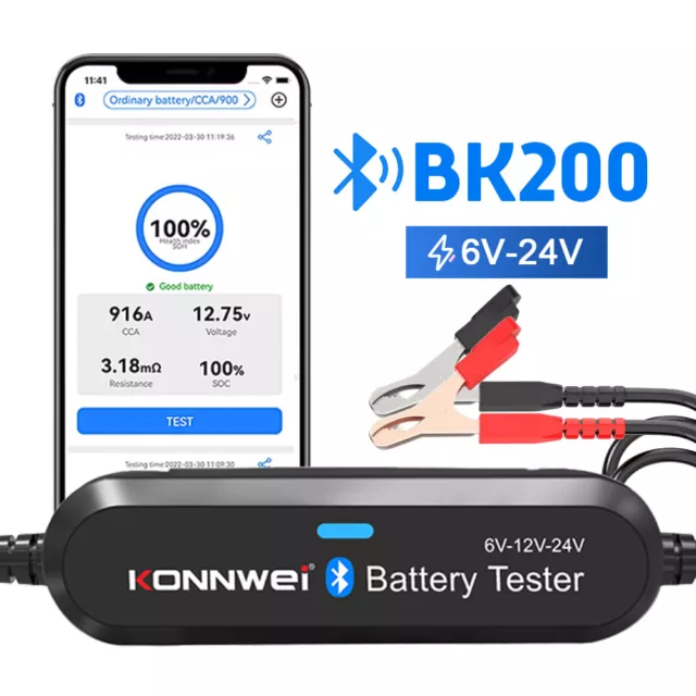 KONNWEI BK200 Bluetooth Battery 100-2000 CCA 6/12/24V Battery Tester Load Test 3