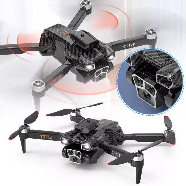 Drone quadricottero RC evitare gli ostacoli tripla fotocamera HD Lot I6