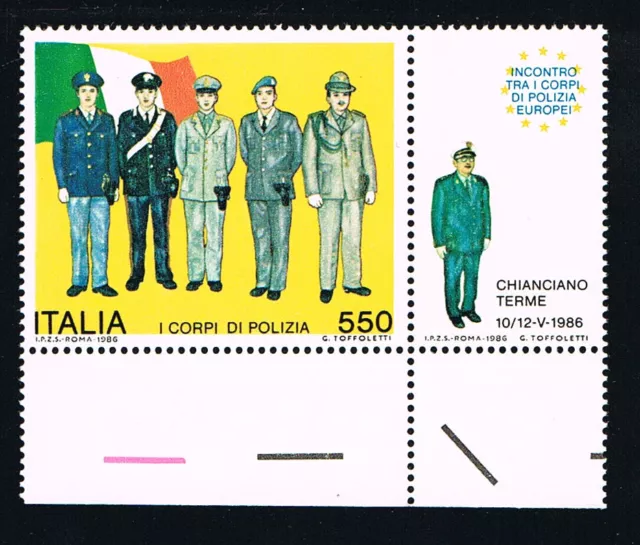 ITALIA IL FRANCOBOLLO CORPI DI POLIZIA EUROPEI 1986 nuovo** (BI11.491)