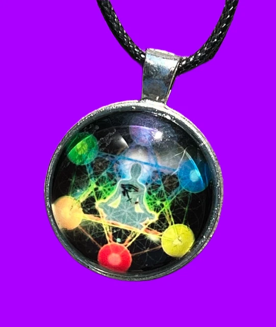 Rainbow Chakra Meditation Necklace, Women’s Men’s Indie Sacred Geometry Jewelry