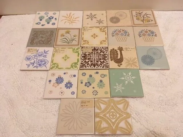 Vintage 4x4 Tile Wenczel, American Random Lot New Old Stock Salvaged Mid Century