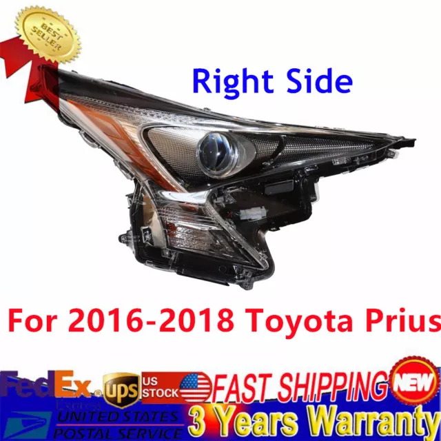 RH Fits For 2016-2018 Toyota Prius LED Right Passenger Side Headlight Headlamp