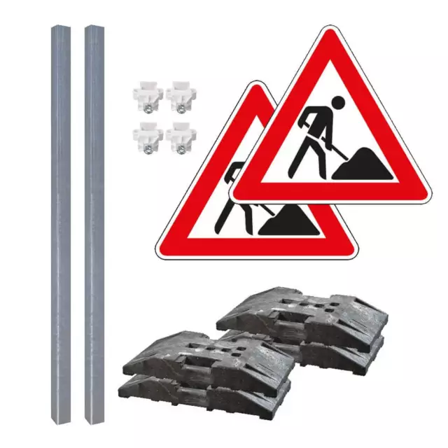 BIGPACK 2 x PROFI-Schilder-Set 'Achtung Baustelle' mit VZ 123, RA2, mobil