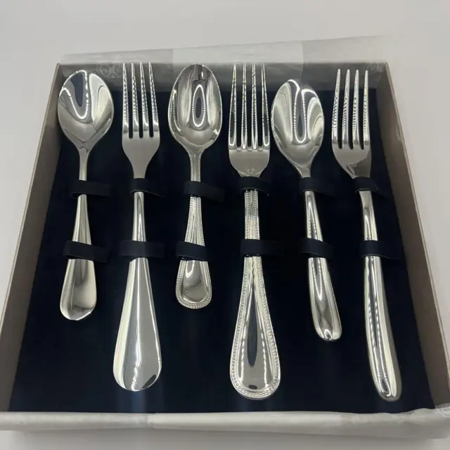 Christofle Set of 6 Spoons Forks Stainless Steel Pearl Cutlery Set Spoon Forks 2