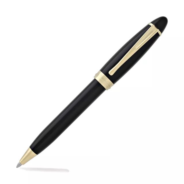 Aurora Ipsilon Resin Ballpoint Pen - Black with Gold Trim - New in Box B31N