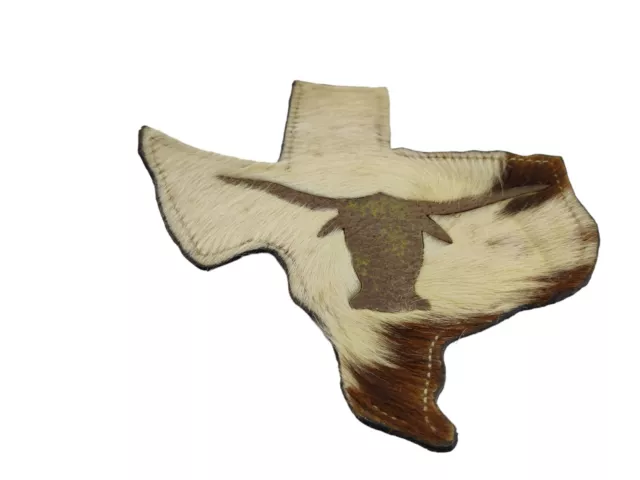 Cowhide Leather Texas Shape Patch Purse Bag Jacket Longhorns #1