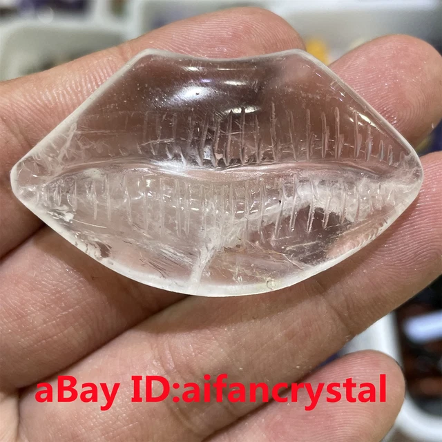 1PC Natural White crystal red lips Carved red lips Reiki quartz crystal Healing 10