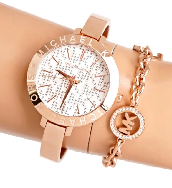 Orologio Michael Kors orologio da donna orologio da polso MK4623 Jaryn IP oro rosa nuovo