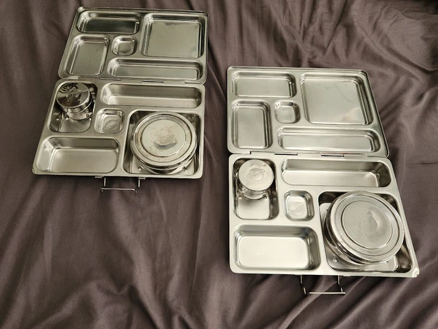 Lot 2 PLANETBOX Rover Stainless Steel Metal 5 Compartment LUNCH BOX & Containers
