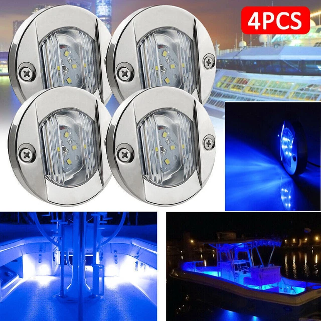 4PCS 12V LED Tail Lamp Marine Boat Transom Stern Light Round Yacht Accessories.