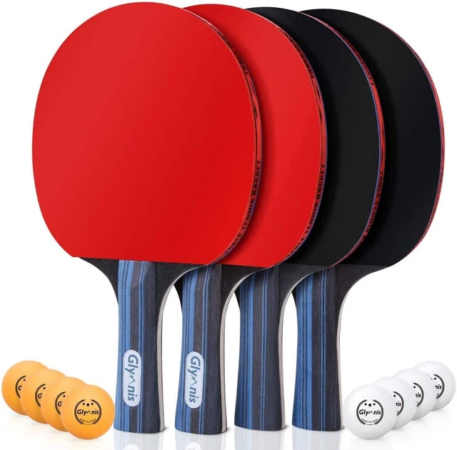 Ping Pong Paddles Set of 4 Table Tennis Rackets with 8 Balls, Storage Case