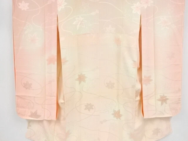 44727# Japanese Kimono / Antique Juban For Furisode / Maple Leaves