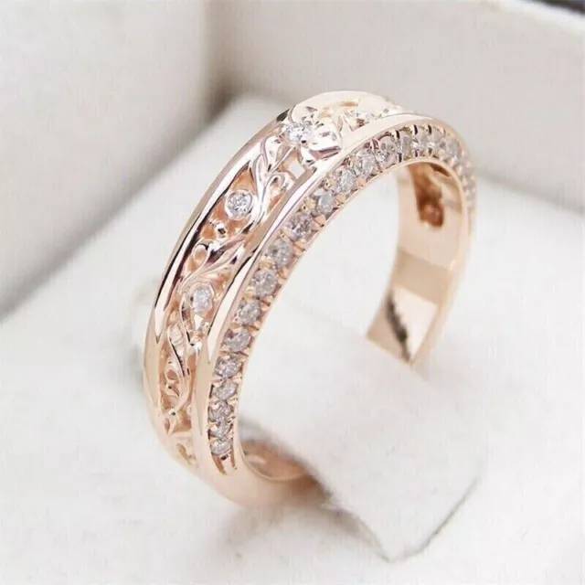 1.25Ct Round Simulated Diamond Women's Wedding Band Ring In 14k Rose Gold Plated