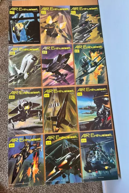 Lot of 12 Air Enthusiast Airplane Magazines Complete 1972 Year Jan-Dec Vol 2-3