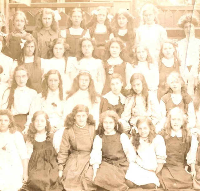 Postcard RPPC Girls School class photo c1910 portrait group social history #41